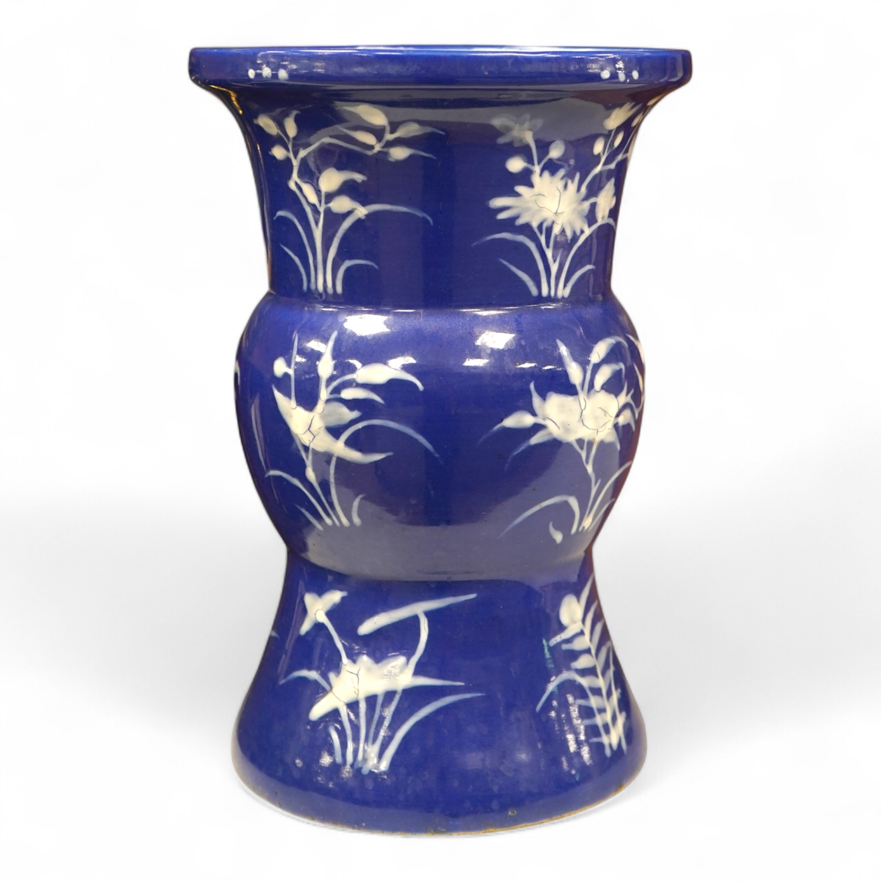 A Chinese blue and white Gu vase, 32cm high